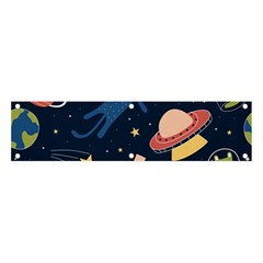 Seamless Pattern With Funny Aliens Cat Galaxy Banner And Sign 4  X 1  by Hannah976