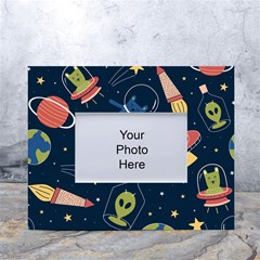 Seamless Pattern With Funny Aliens Cat Galaxy White Tabletop Photo Frame 4 x6  by Hannah976