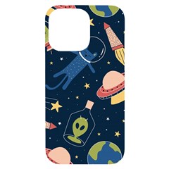 Seamless Pattern With Funny Aliens Cat Galaxy Iphone 14 Pro Max Black Uv Print Case by Hannah976