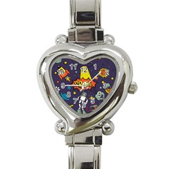 Vector Flat Space Design Background Heart Italian Charm Watch by Hannah976