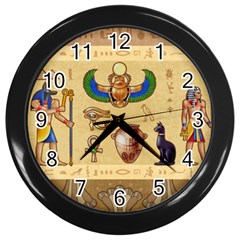 Egypt Horizontal Illustration Wall Clock (black) by Hannah976