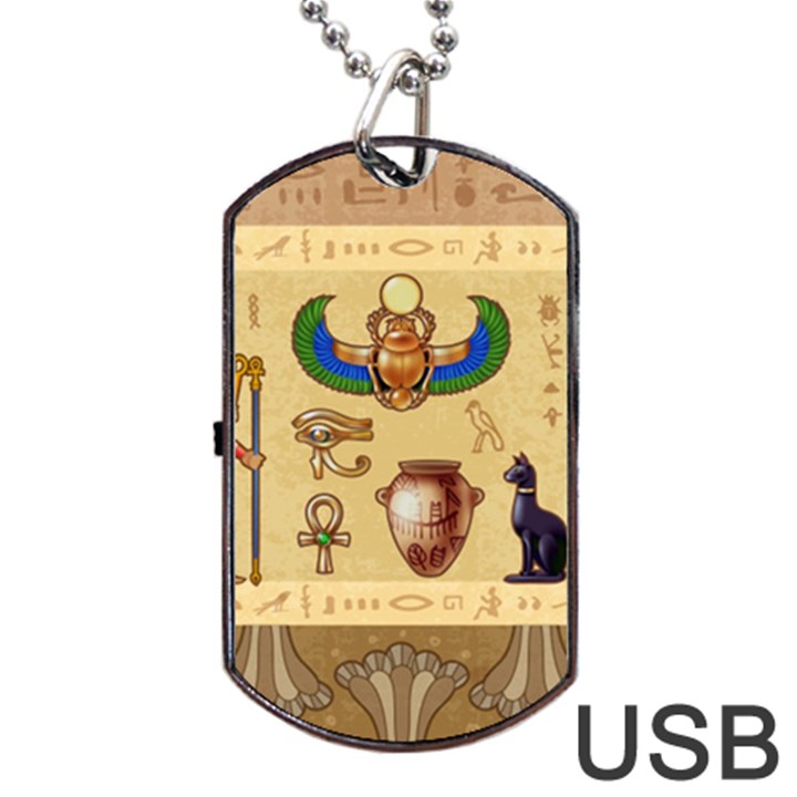 Egypt Horizontal Illustration Dog Tag USB Flash (One Side)