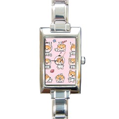 Set Kawaii Smile Japanese Dog Akita Inu Cartoon Rectangle Italian Charm Watch by Hannah976