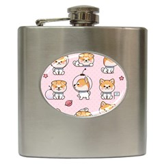 Set Kawaii Smile Japanese Dog Akita Inu Cartoon Hip Flask (6 Oz) by Hannah976