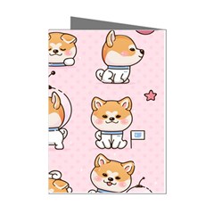 Set Kawaii Smile Japanese Dog Akita Inu Cartoon Mini Greeting Cards (pkg Of 8) by Hannah976