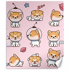 Set Kawaii Smile Japanese Dog Akita Inu Cartoon Canvas 20  X 24  by Hannah976