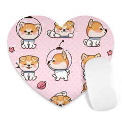 Set Kawaii Smile Japanese Dog Akita Inu Cartoon Heart Mousepad by Hannah976