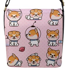 Set Kawaii Smile Japanese Dog Akita Inu Cartoon Flap Closure Messenger Bag (s) by Hannah976