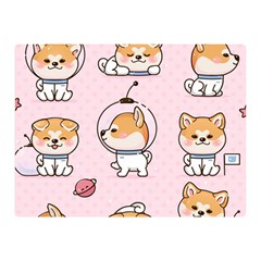 Set Kawaii Smile Japanese Dog Akita Inu Cartoon Two Sides Premium Plush Fleece Blanket (mini) by Hannah976