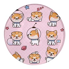 Set Kawaii Smile Japanese Dog Akita Inu Cartoon Round Glass Fridge Magnet (4 Pack) by Hannah976