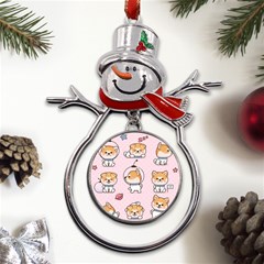 Set Kawaii Smile Japanese Dog Akita Inu Cartoon Metal Snowman Ornament by Hannah976