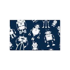 White Robot Blue Seamless Pattern Sticker (rectangular) by Hannah976