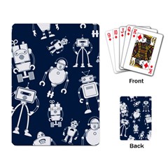 White Robot Blue Seamless Pattern Playing Cards Single Design (rectangle) by Hannah976