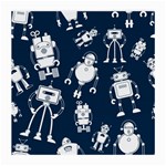 White Robot Blue Seamless Pattern Medium Glasses Cloth (2 Sides) Front