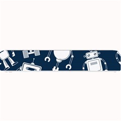 White Robot Blue Seamless Pattern Small Bar Mat by Hannah976