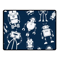 White Robot Blue Seamless Pattern Fleece Blanket (small) by Hannah976