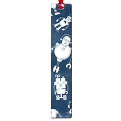 White Robot Blue Seamless Pattern Large Book Marks by Hannah976