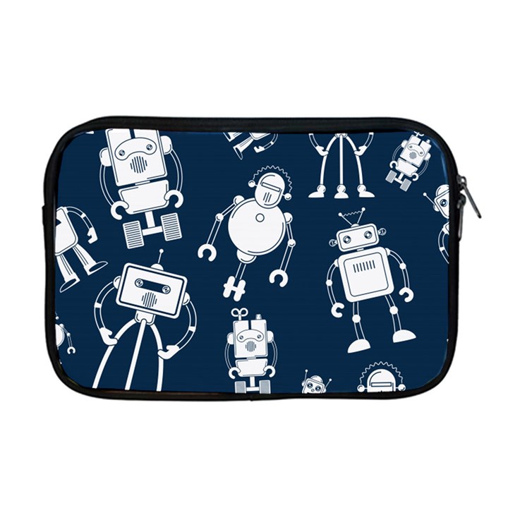 White Robot Blue Seamless Pattern Apple MacBook Pro 17  Zipper Case