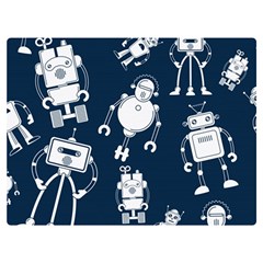 White Robot Blue Seamless Pattern Two Sides Premium Plush Fleece Blanket (extra Small) by Hannah976