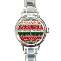 Ugly Sweater Merry Christmas  Round Italian Charm Watch by artworkshop