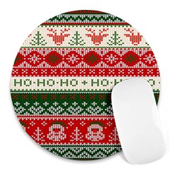 Ugly Sweater Merry Christmas  Round Mousepad by artworkshop