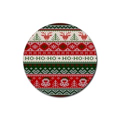 Ugly Sweater Merry Christmas  Rubber Round Coaster (4 Pack) by artworkshop