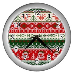 Ugly Sweater Merry Christmas  Wall Clock (silver) by artworkshop