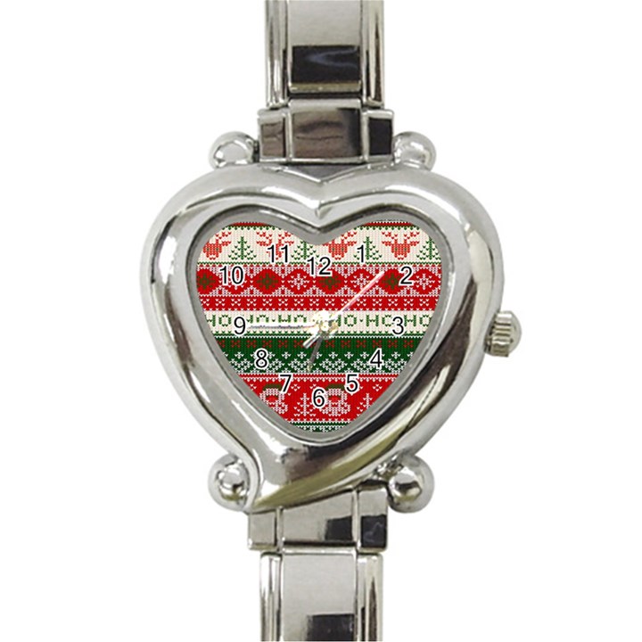 Ugly Sweater Merry Christmas  Heart Italian Charm Watch