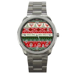 Ugly Sweater Merry Christmas  Sport Metal Watch by artworkshop