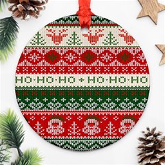 Ugly Sweater Merry Christmas  Round Ornament (two Sides) by artworkshop