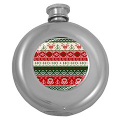 Ugly Sweater Merry Christmas  Round Hip Flask (5 Oz) by artworkshop