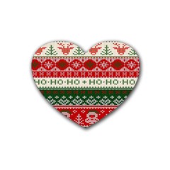 Ugly Sweater Merry Christmas  Rubber Heart Coaster (4 Pack) by artworkshop