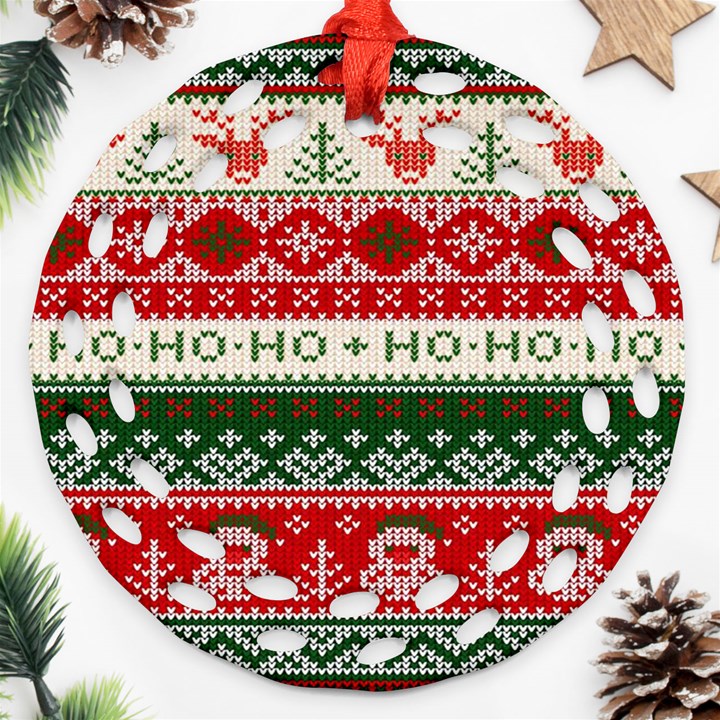 Ugly Sweater Merry Christmas  Ornament (Round Filigree)