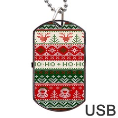 Ugly Sweater Merry Christmas  Dog Tag Usb Flash (one Side) by artworkshop