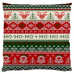 Ugly Sweater Merry Christmas  Large Premium Plush Fleece Cushion Case (two Sides) by artworkshop