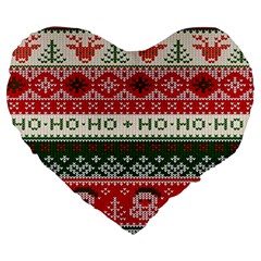 Ugly Sweater Merry Christmas  Large 19  Premium Heart Shape Cushions by artworkshop