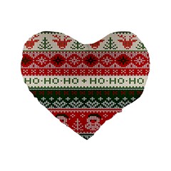 Ugly Sweater Merry Christmas  Standard 16  Premium Flano Heart Shape Cushions by artworkshop