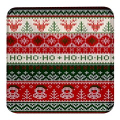 Ugly Sweater Merry Christmas  Square Glass Fridge Magnet (4 Pack) by artworkshop