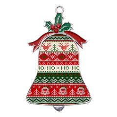 Ugly Sweater Merry Christmas  Metal Holly Leaf Bell Ornament by artworkshop