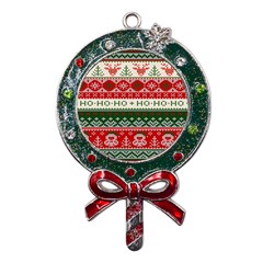 Ugly Sweater Merry Christmas  Metal X mas Lollipop With Crystal Ornament by artworkshop