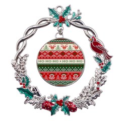 Ugly Sweater Merry Christmas  Metal X mas Wreath Holly Leaf Ornament