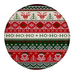 Ugly Sweater Merry Christmas  Round Glass Fridge Magnet (4 Pack) by artworkshop