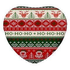 Ugly Sweater Merry Christmas  Heart Glass Fridge Magnet (4 Pack) by artworkshop