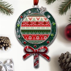 Ugly Sweater Merry Christmas  Metal X mas Lollipop With Crystal Ornament by artworkshop