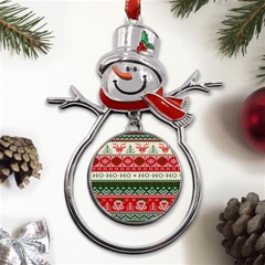 Ugly Sweater Merry Christmas  Metal Snowman Ornament by artworkshop