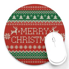 Merry Christmas  Pattern Round Mousepad by artworkshop