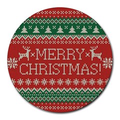 Merry Christmas  Pattern Round Mousepad by artworkshop