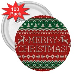 Merry Christmas  Pattern 3  Buttons (100 Pack)  by artworkshop