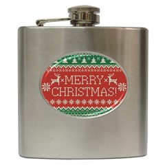 Merry Christmas  Pattern Hip Flask (6 Oz) by artworkshop