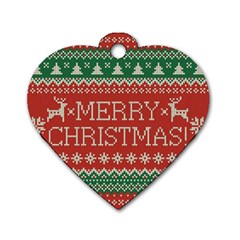 Merry Christmas  Pattern Dog Tag Heart (two Sides) by artworkshop